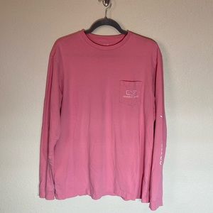 Vineyard Vines men's long sleeve t shirt, pink color, size medium.